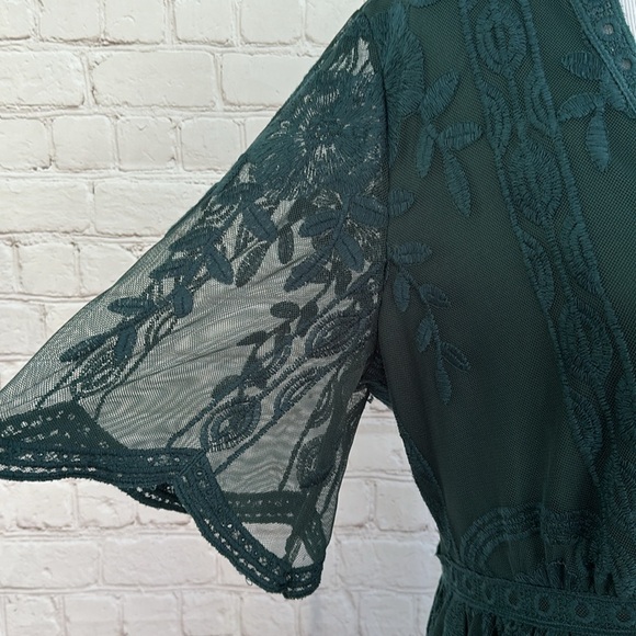 Haute Monde NWT Dark Teal Green Boho Lace Dress - Picture 5 of 13